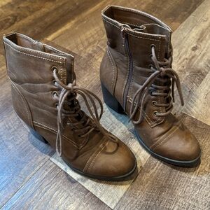 Brown Lace-Up Ankle Boots